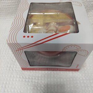 CERAMIC RAMEN BOWL STORAGE JAR with LID Decoration 3D Ramen Illustration New